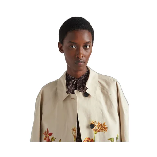 Printed cotton single-breasted coat