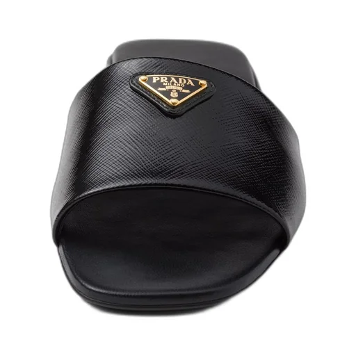 Saffiano patent leather slides