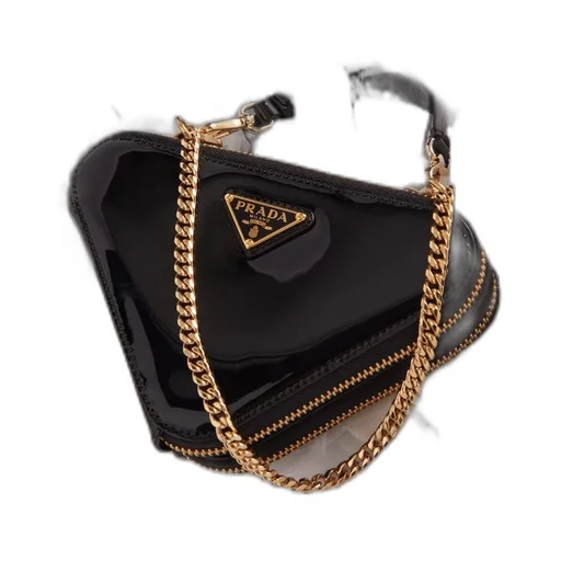 Triangular patent leather mini pouch