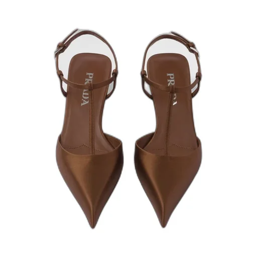 Satin slingback pumps