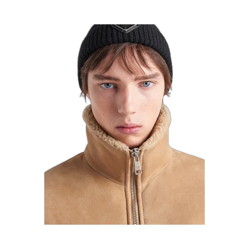 Shearling and knit jacket