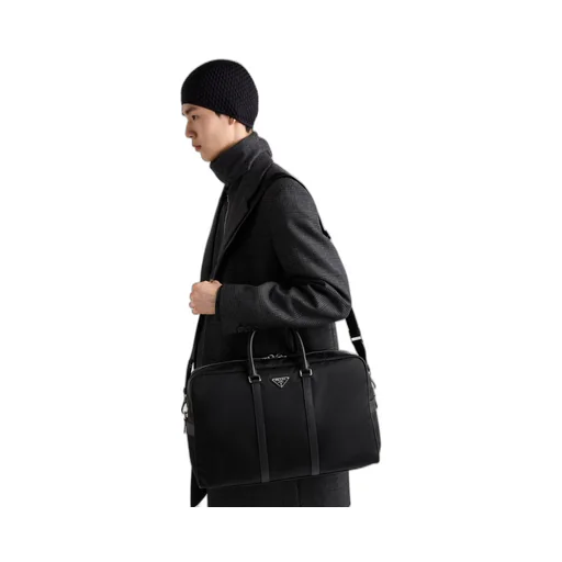 Re-Nylon and Saffiano leather duffel bag