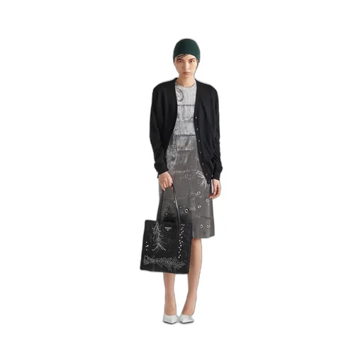 Medium Re-Nylon patchwork tote bag with embroidery