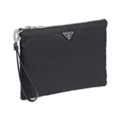 Re-Nylon and Saffiano leather pouch