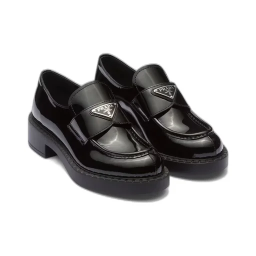Chocolate patent leather loafers