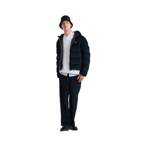 Cropped corduroy down jacket