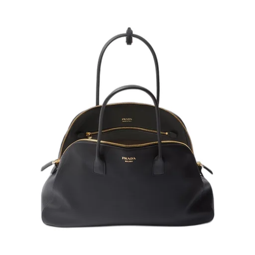 Large leather tote bag with zipper closure