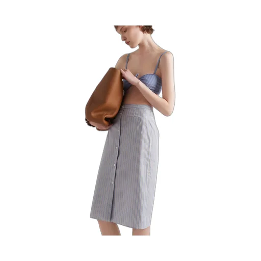 Striped poplin skirt
