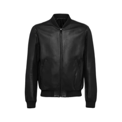 Reversible nappa leather and Re-Nylon bomber jacket