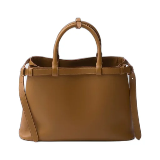 Prada Buckle medium leather handbag with double belt