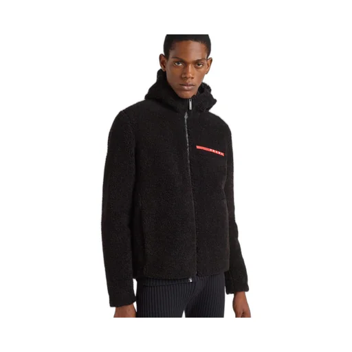 Wool blend fleece cardigan hoodie