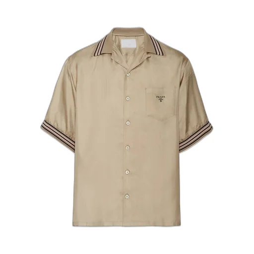 Short-sleeved silk twill shirt