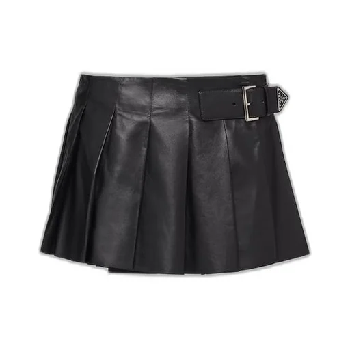 Pleated leather skirt