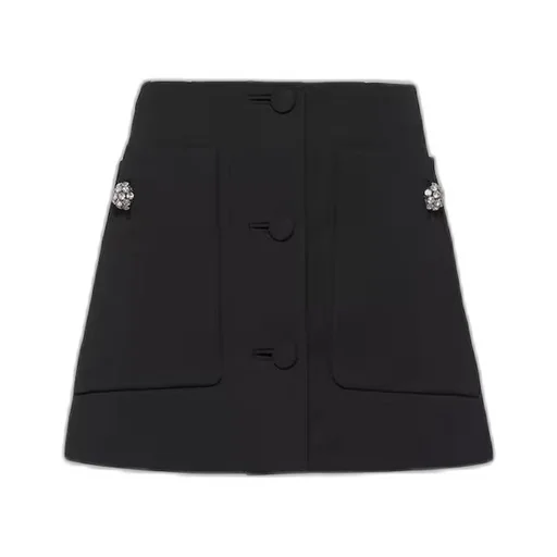 Wool satin miniskirt
