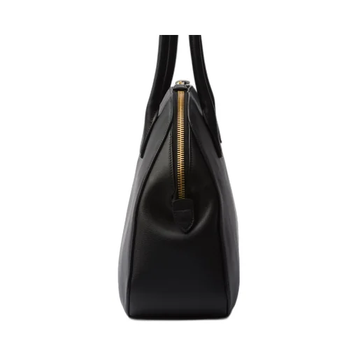 Medium leather tote bag with zipper closure