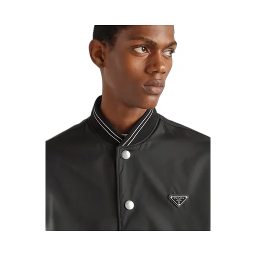Reversible Re-Nylon and cotton fleece bomber jacket