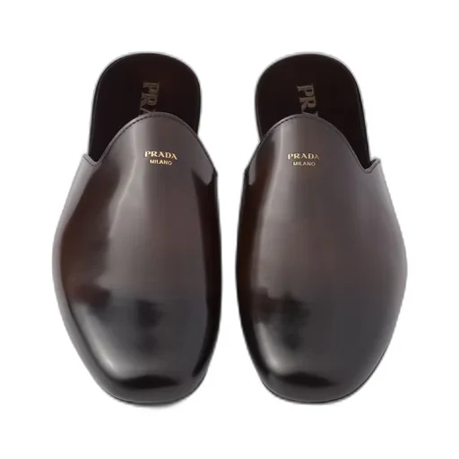 Brushed leather slippers