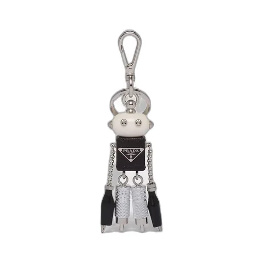 Saffiano leather robot trick keychain