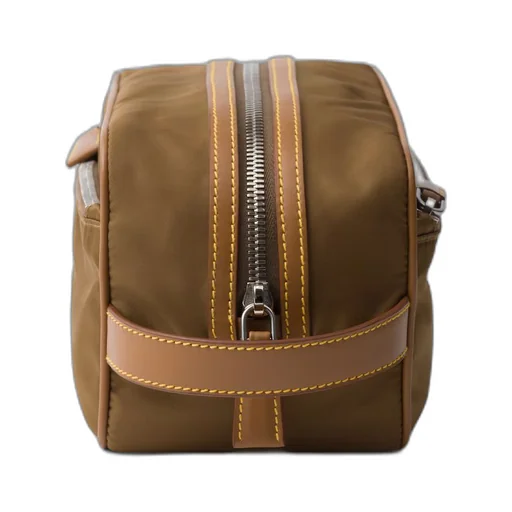 Re-Nylon and leather pouch