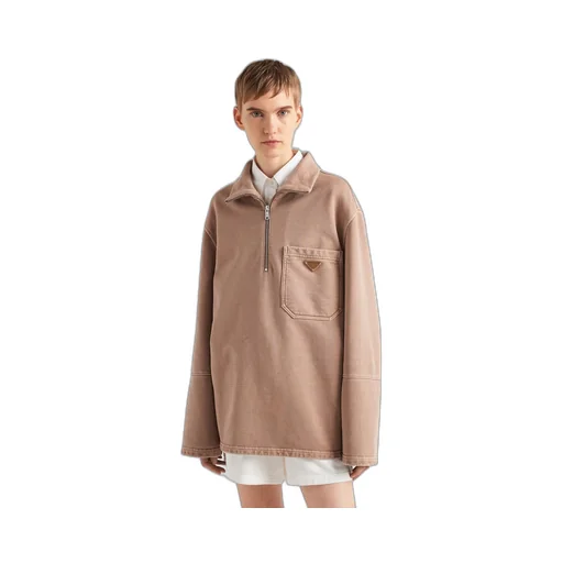 Turtleneck cotton fleece blouson jacket