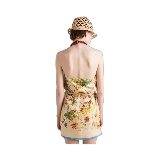 Printed silk twill mini-dress