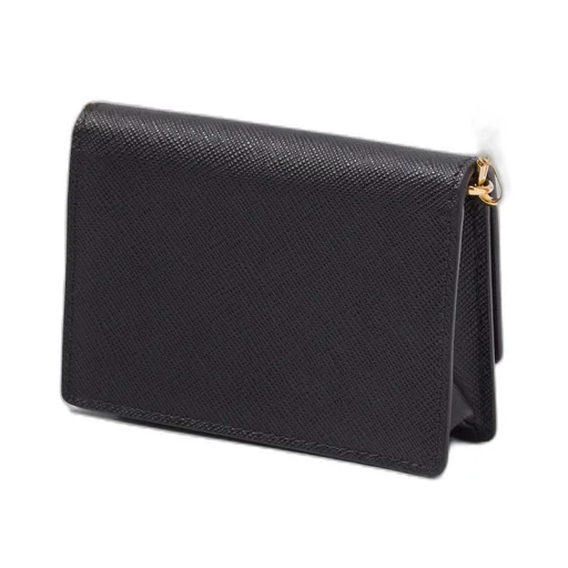 Saffiano leather card holder with shoulder strap