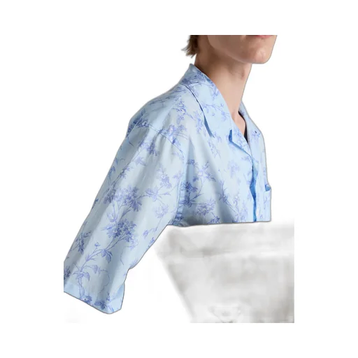 Short-sleeved printed cotton shirt