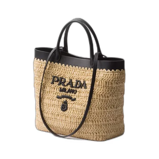 Small crochet and leather tote bag