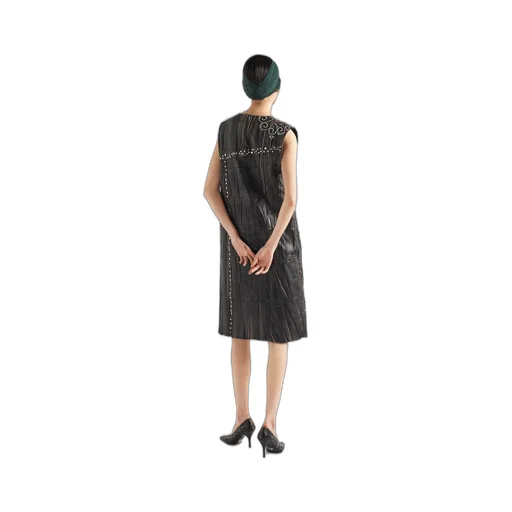 Nappa leather patchwork dress