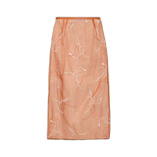 Embroidered organza midi-skirt