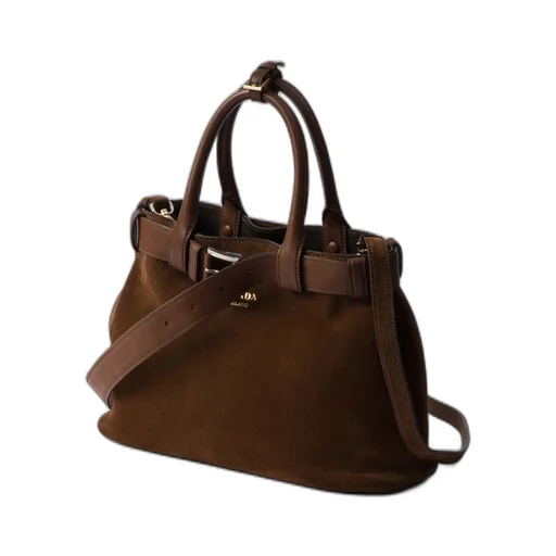 Medium Prada Buckle suede bag with belt