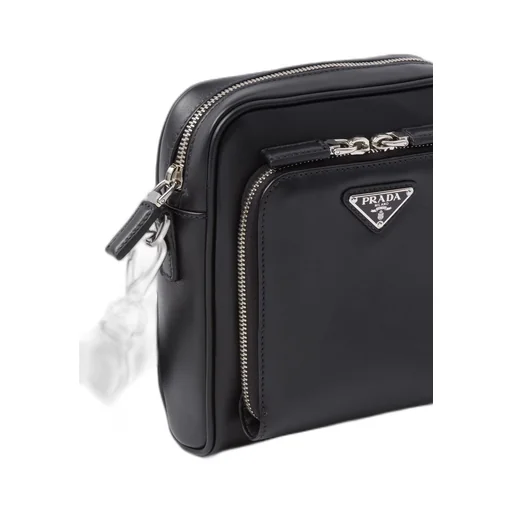 Leather shoulder bag with pouch