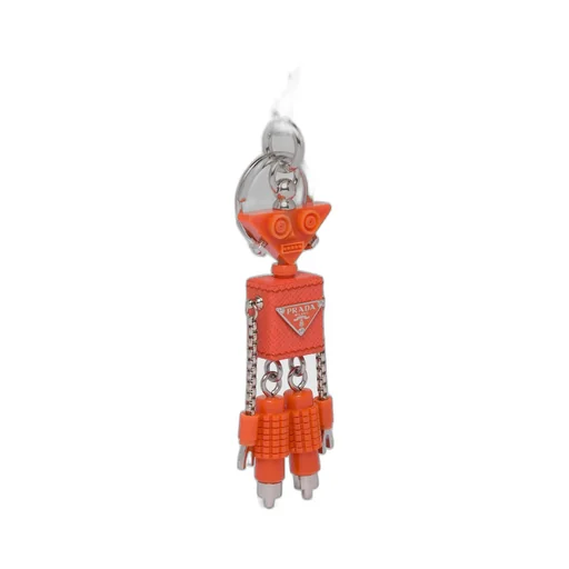 Saffiano leather robot trick keychain