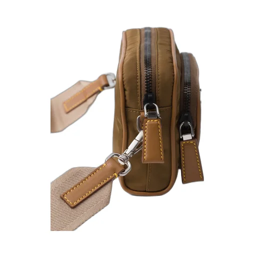 Re-Nylon and leather shoulder bag