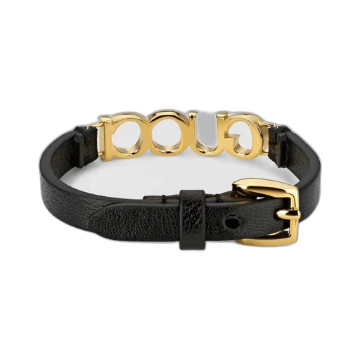 Leather bracelet with Gucci script
