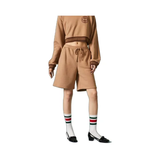 Cotton jersey shorts with embroidery