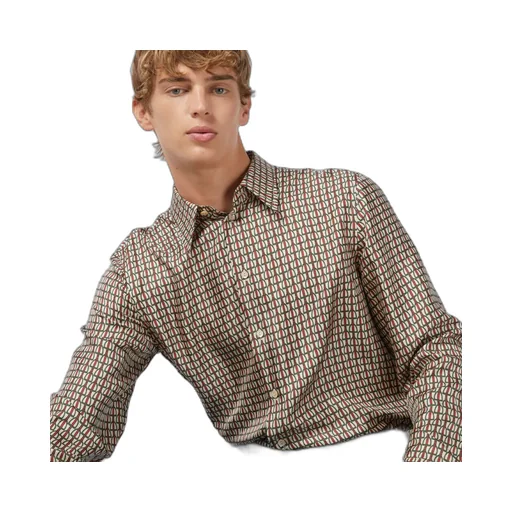 Mini stirrup print silk twill shirt