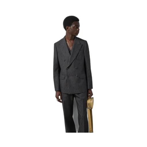 Interlocking G striped wool formal jacket