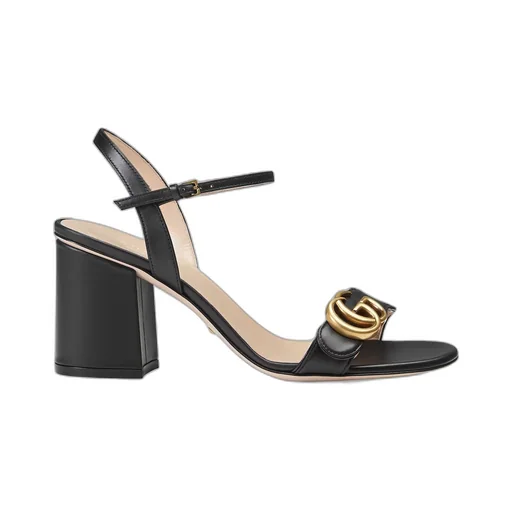 Leather mid-heel sandal