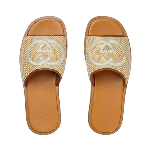 Men's slide sandal with embroidery