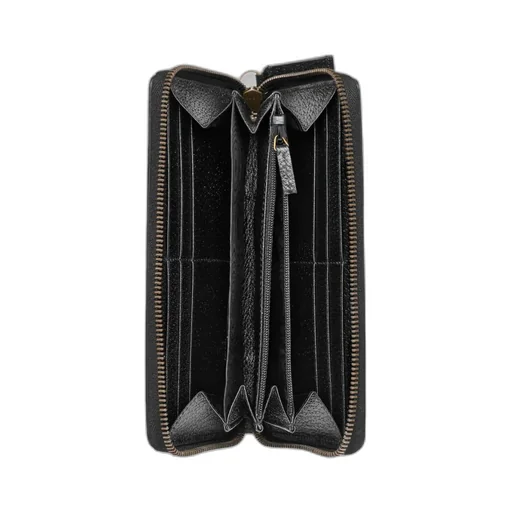 Animalier leather zip around wallet