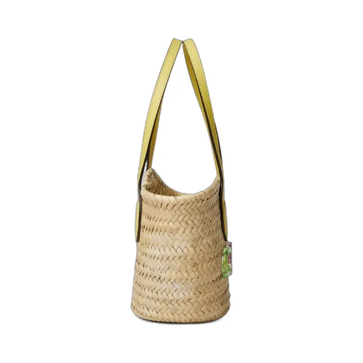 Mini straw tote with Gucci logo