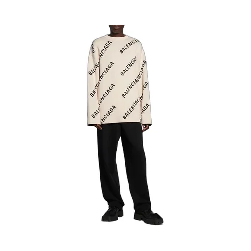 All Over Logo Crewneck Wool Knit Sweater