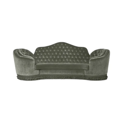 Capitonné camelback velvet sofa