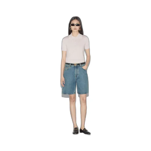 Wool silk polo top