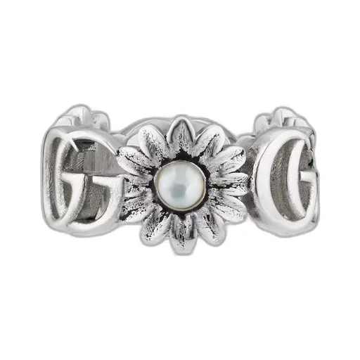 Double G mother of pearl ring