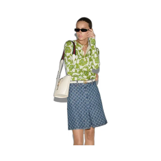 Floral print fine wool silk cardigan