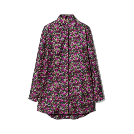 Floral print silk shirt and bra set