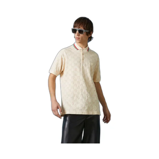 Cotton piquet polo with GG