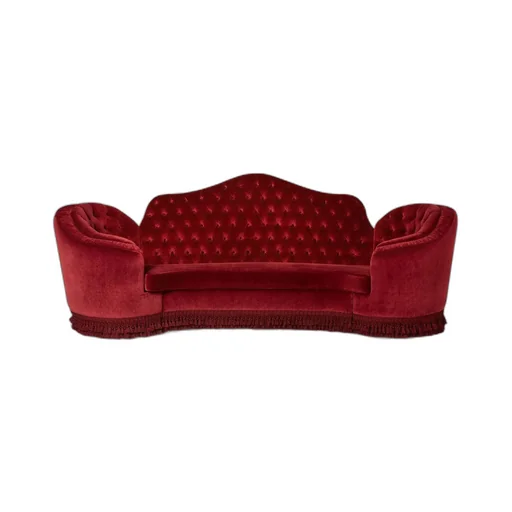 Capitonné camelback sofa